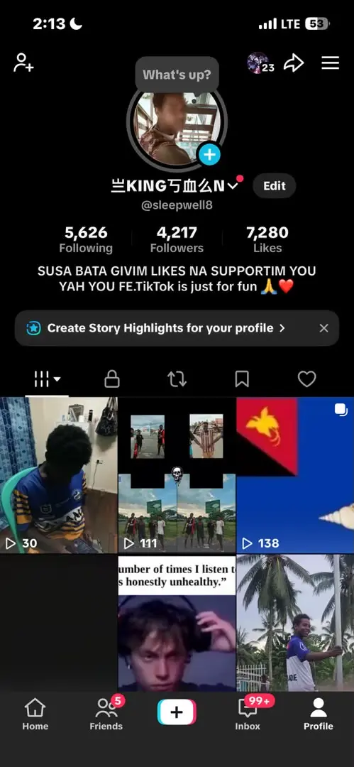 Social Media account screenshot — 5 years Belgium 🇧🇪 Tiktok account