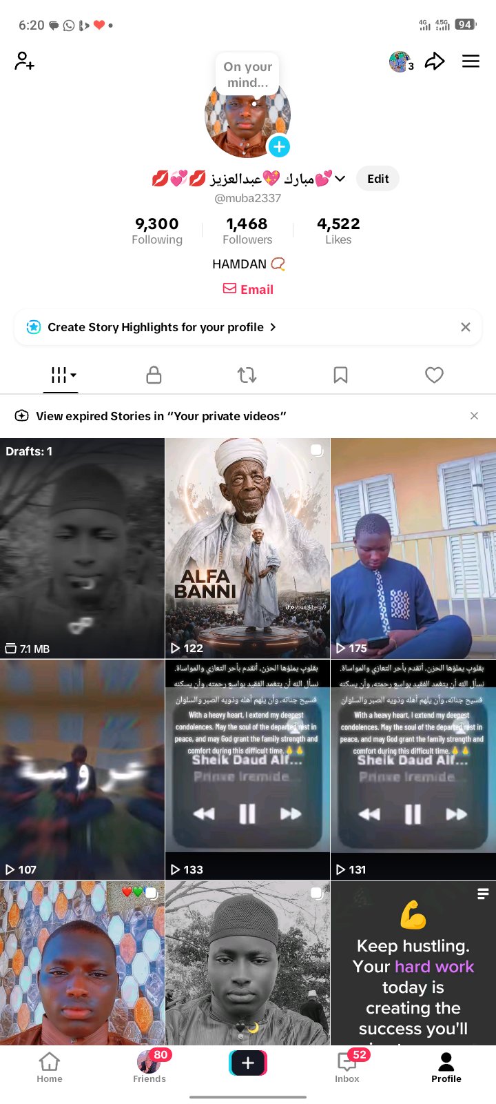 Social Media account screenshot — Tictok 