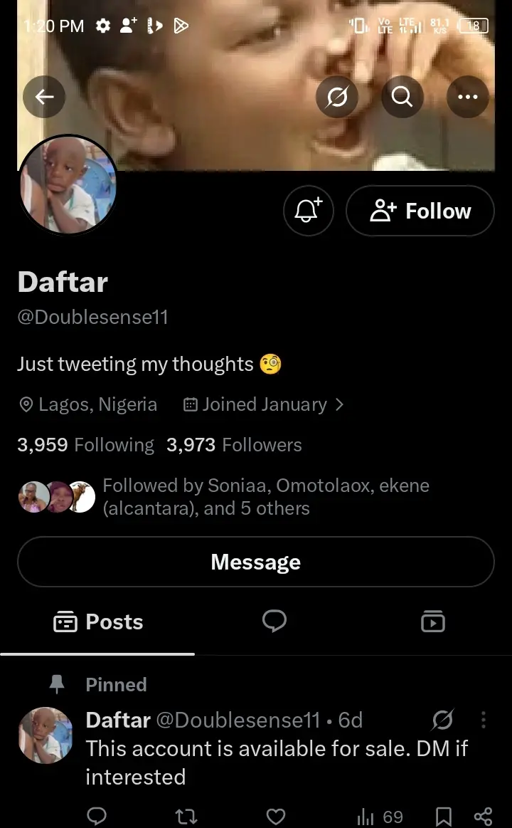 Social Media account screenshot — @Doublesense11