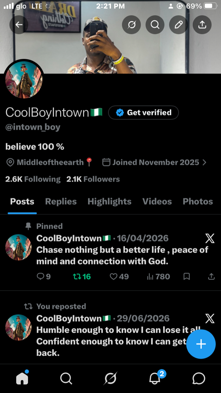 Social Media account screenshot — @intown_boy