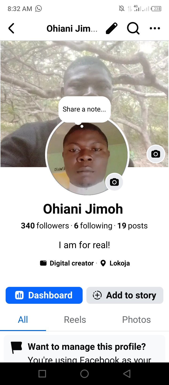 Social media account screenshot — Ohiani Jimoh @Facebook