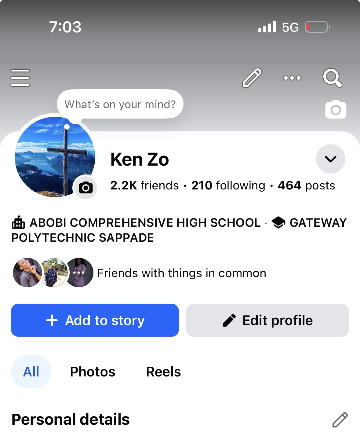 Social media account screenshot — Ken Zo/ Mufutau Kehinde