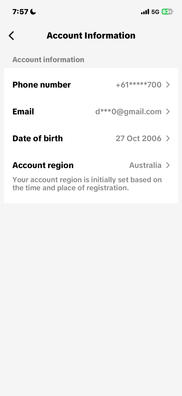 Social Media account screenshot — Tiktok 