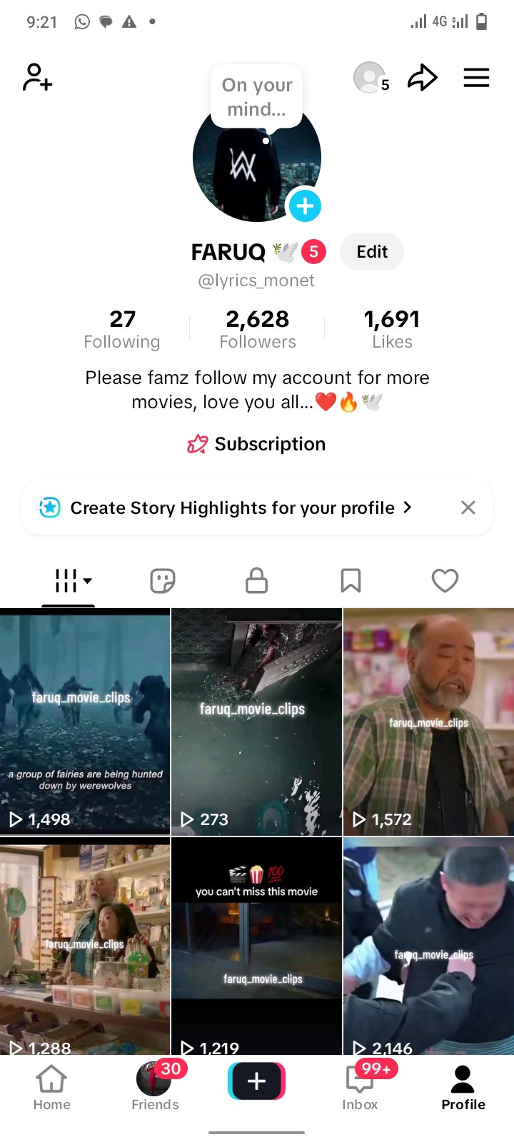 Social Media account screenshot — @lyrics_monet