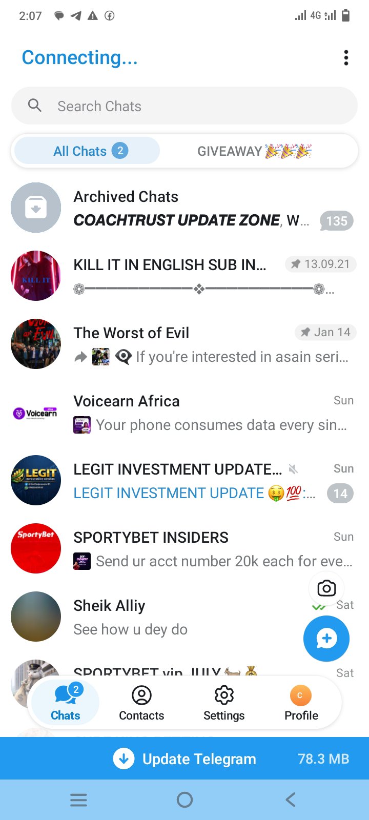 Social Media account screenshot — Telegram 
