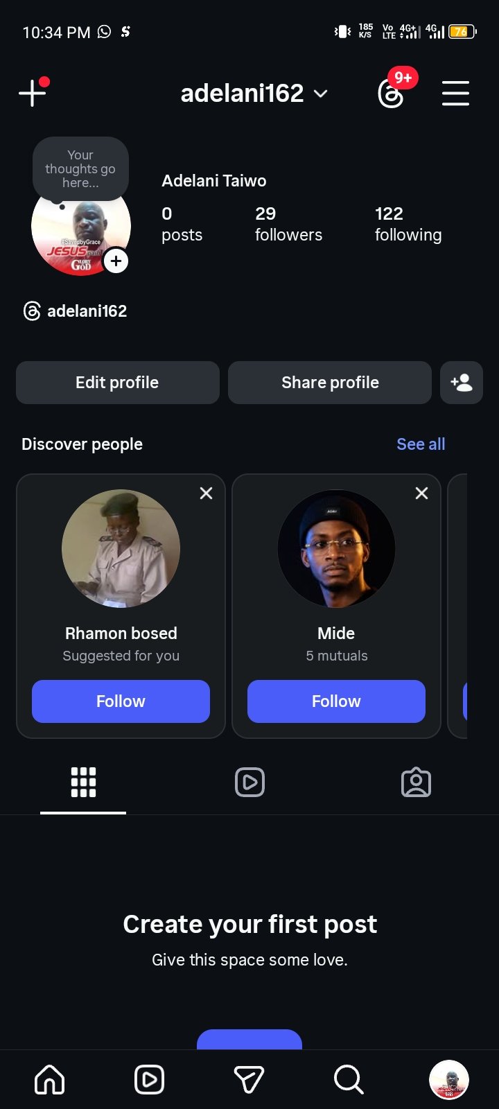 Social Media account screenshot — Adelani Taiwo 