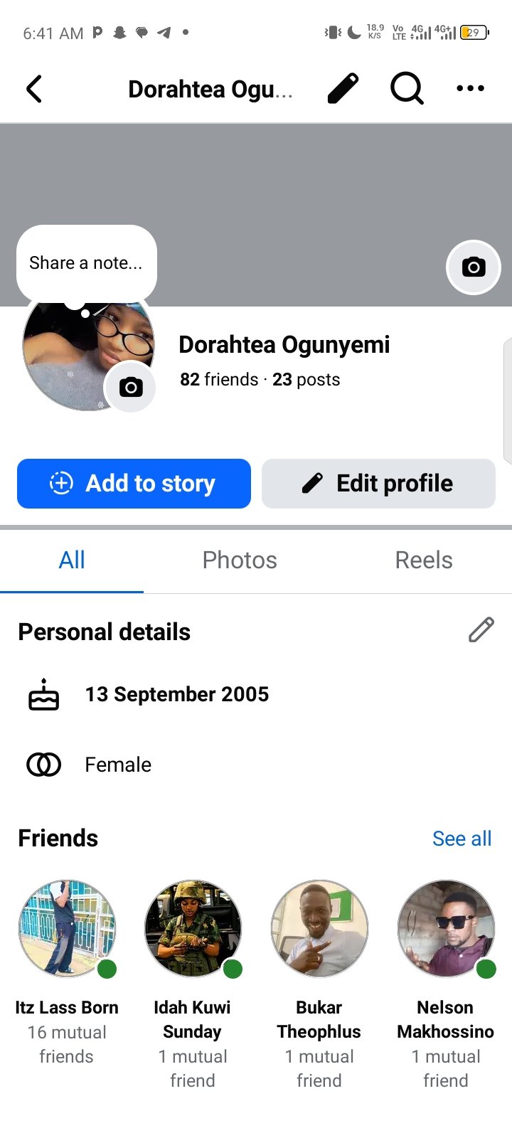 Social Media account screenshot — Deborah Ogunyemi