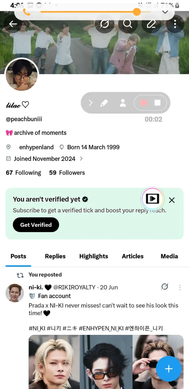 Social Media account screenshot — https://x.com/peachbuniii
