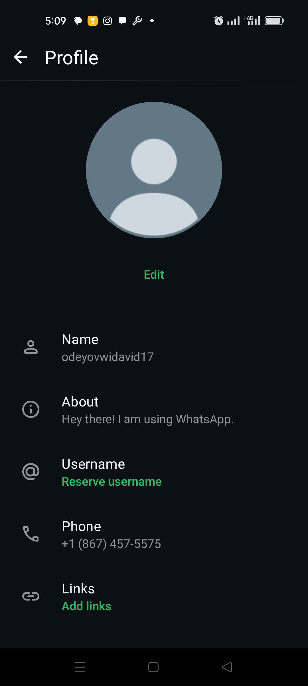 Social Media account screenshot — USA WhatsApp 